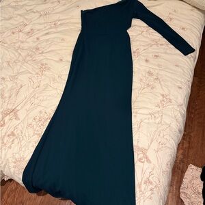 Elegant One-Shoulder Forest Green Dress
